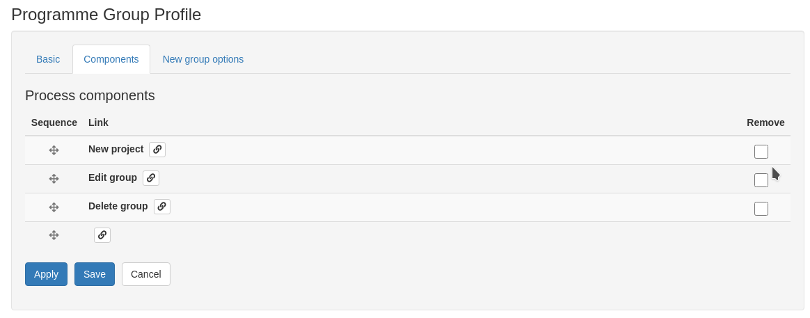 Editing a PMX group profile to include a new group recipe and standard components